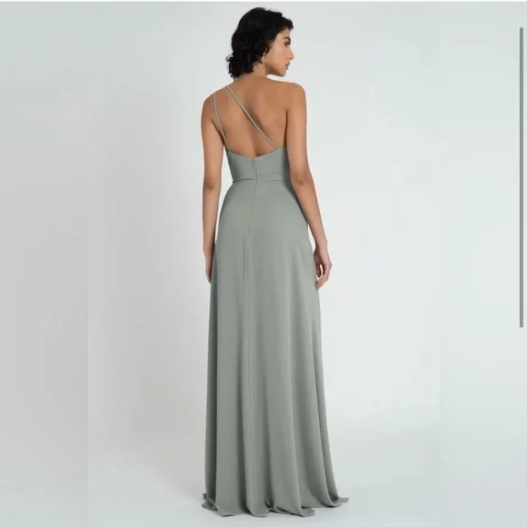 Jenny Yoo Asymmetrical Green Sheath Dress